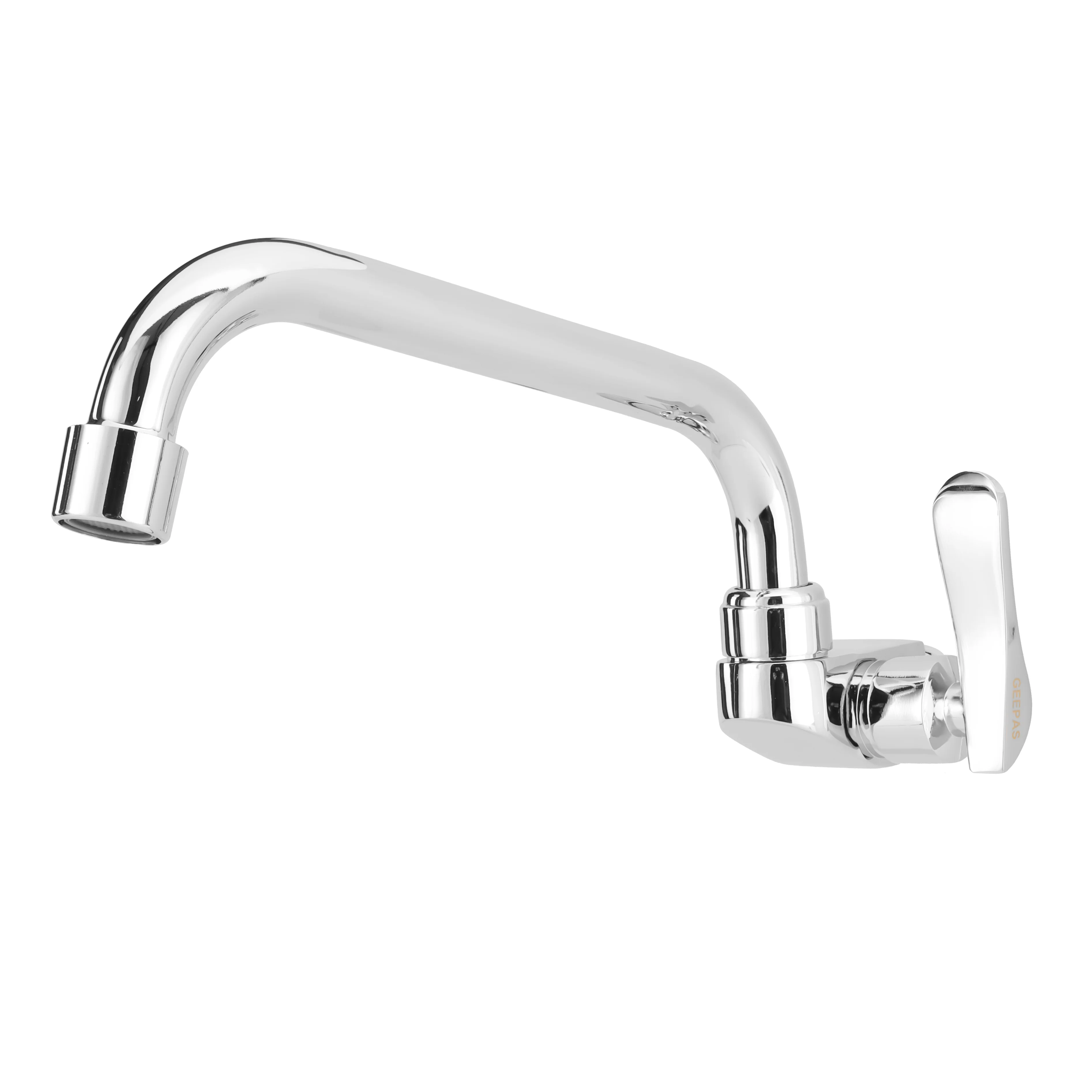 Geepas Wall Mounted Sink Tap GSW61140 | Single Hole Kitchen & Bathroom Tap | Chrome Finish, Durable Quarter Turn Cartridge, Leak-Proof Handle & 360° Swiveling Spout - Image 3
