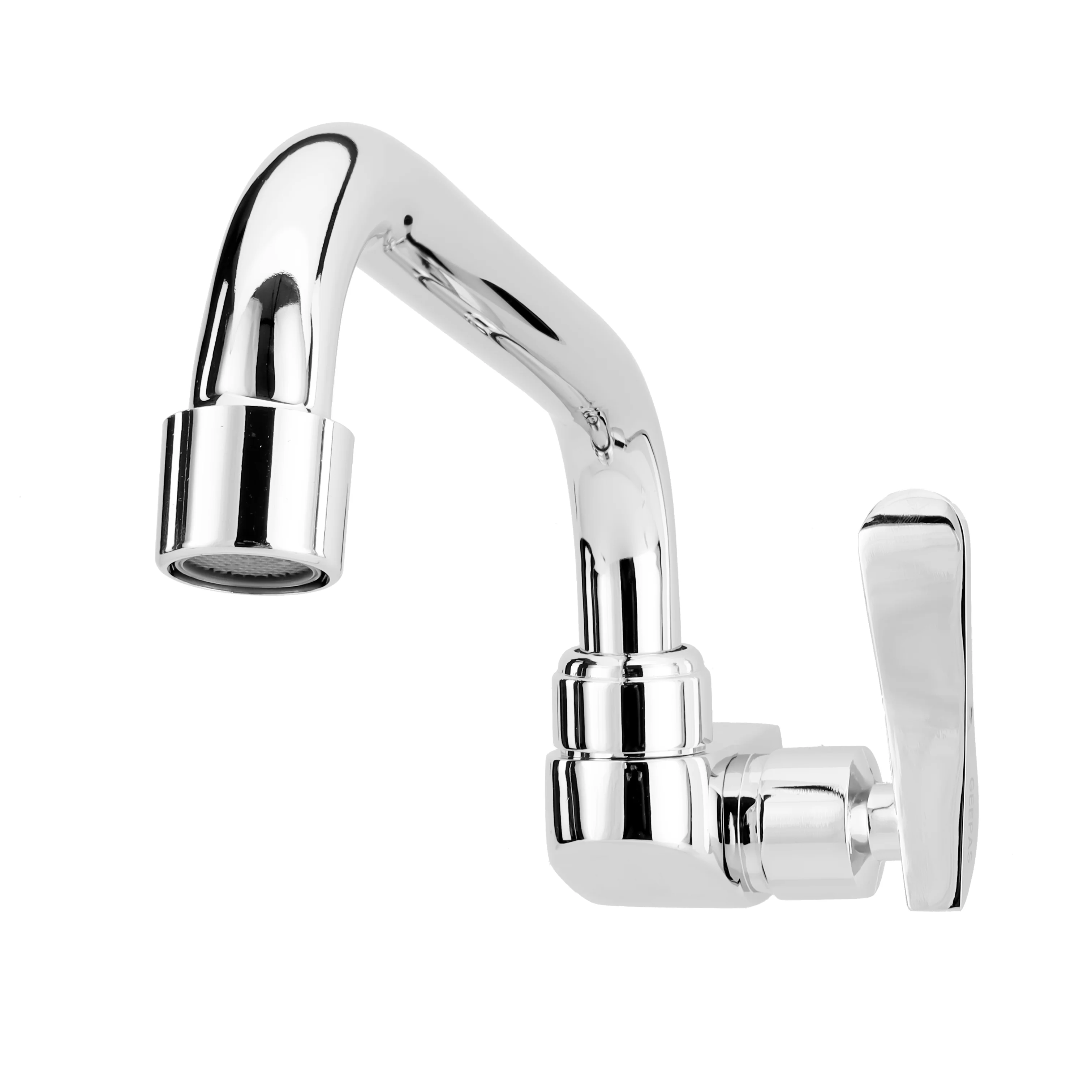 Geepas Wall Mounted Sink Tap GSW61140 | Single Hole Kitchen & Bathroom Tap | Chrome Finish, Durable Quarter Turn Cartridge, Leak-Proof Handle & 360° Swiveling Spout - Image 4