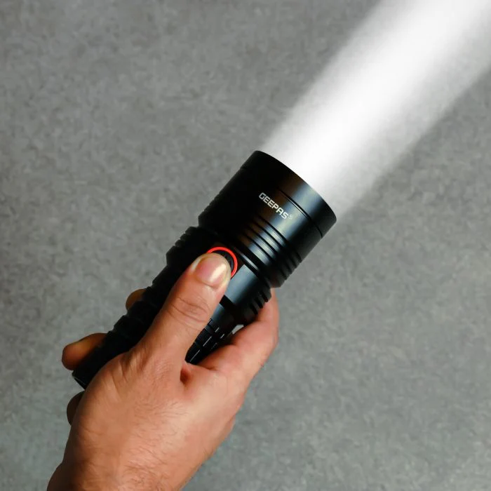 Geepas Waterproof LED Flashlight with Power Bank- GFL51044| Aluminum Housing with 25W High Power LED| 15 Hours Working Time with Power Reminder - Image 4