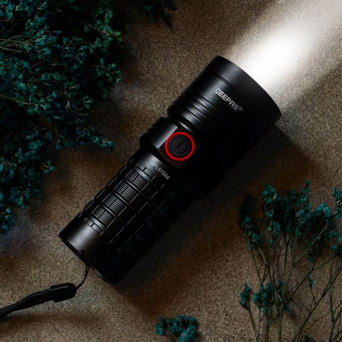 Geepas Waterproof LED Flashlight with Power Bank- GFL51044| Aluminum Housing with 25W High Power LED| 15 Hours Working Time with Power Reminder - Image 6