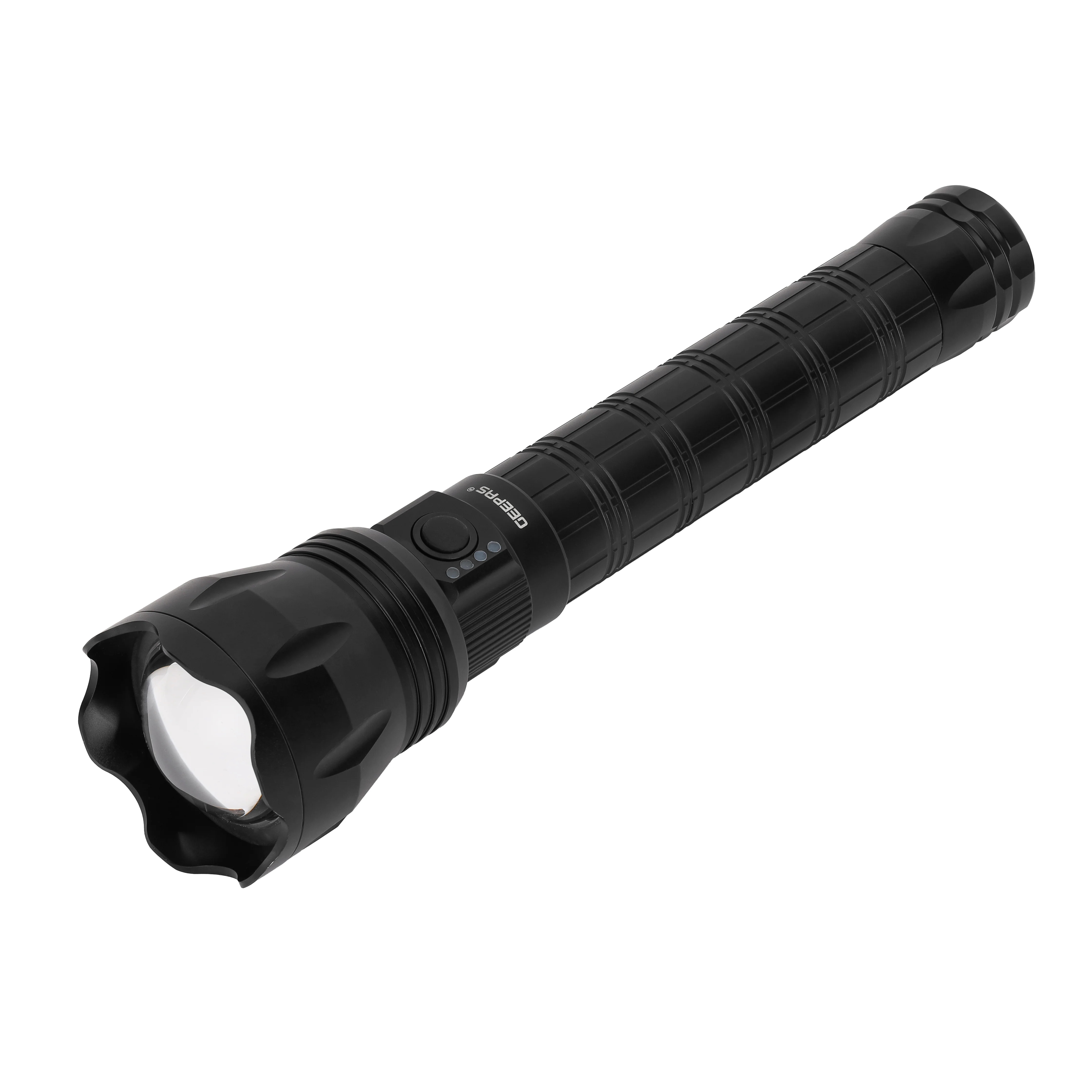 Geepas Zoomable LED Flashlight with Power Bank- GFL4650/ 30 W Lazer LEDs,12 Hours Continuous Working/2 Modes, High and Low, 3000 Lumens Torch Light,Type-C Charging/ Black - Image 2