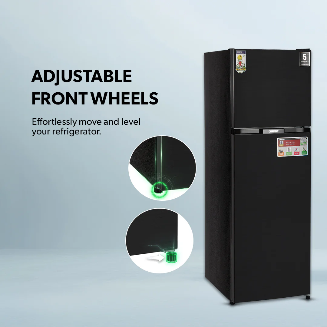 Geepas GRF4120SSXN 410L Double Door No Frost Refrigerator | Dual Temperature Setting| Quick Cooling| Long-Lasting Freshness| Low Noise & Energy Saving| 1 Year Warranty - Image 5