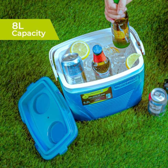 Insulated Ice Cooler Box, 8L Portable Ice Chest, RF10475 | 3 Layer PP-PU-HDPE | Premium Quality Polymer | Thermal Insulation | Camping Cooler Ice Box for BBQs, Outdoor Activities - Image 6