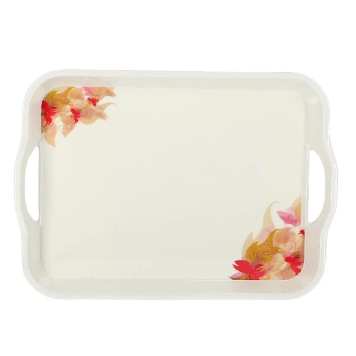 Melamine Flower Carnival Handle Tray, 17.5 Inch - Image 3