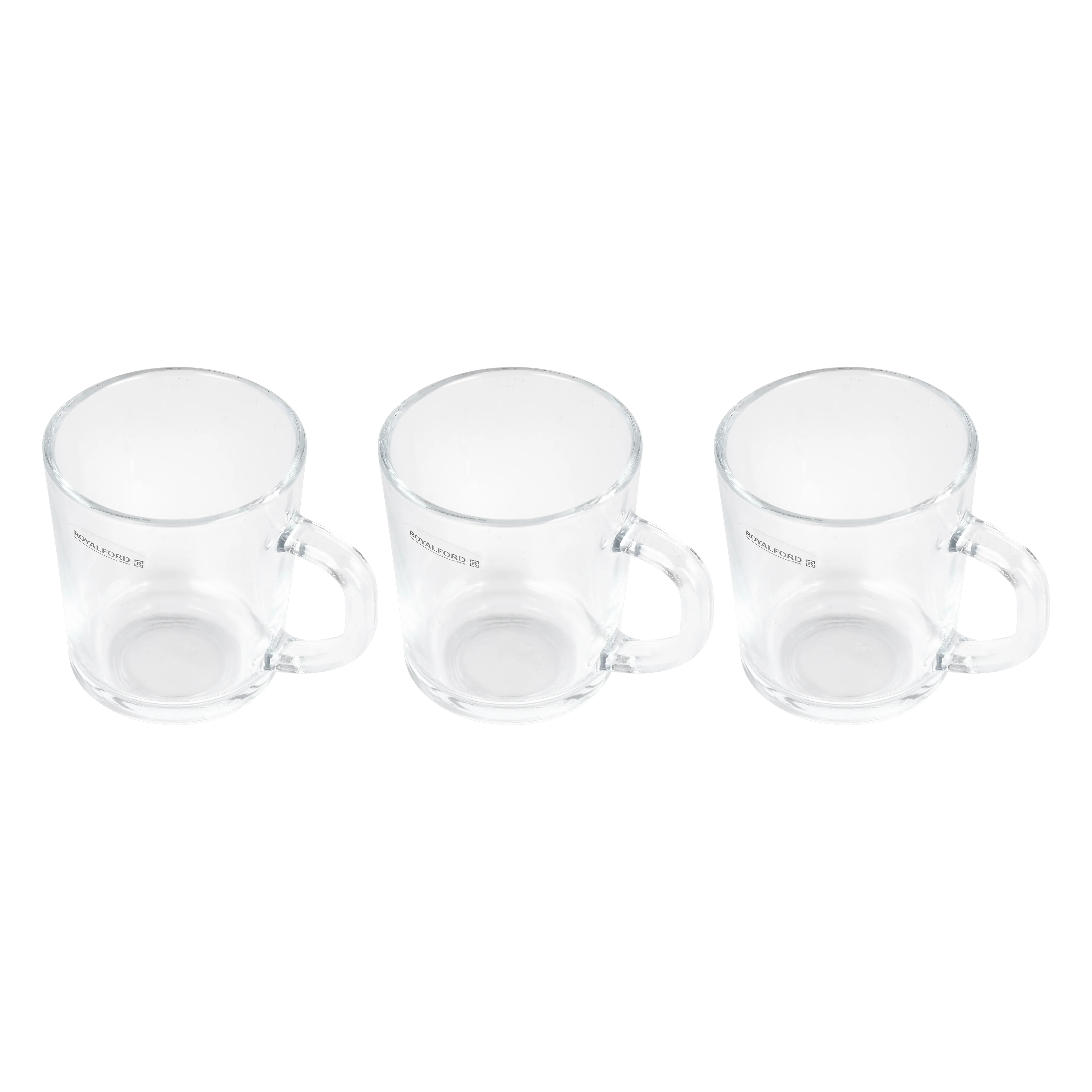 Royalford RF2752-GW glass tumbler set 220ml 3pcs| made from durable clear glass with ergonomic handles| ideal for tea, coffee & beverages, perfect for daily use| - Image 4
