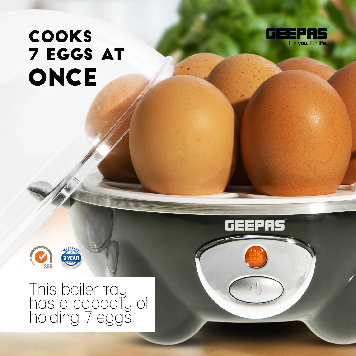 Geepas GEB63020UK Egg Boiler | 7 Egg Capacity Electric Egg Cooker with Automatic Shut-Off| Stainless Steel Heating Plate| Compact Design| Easy to Use & Quick Egg Cooking - Image 6