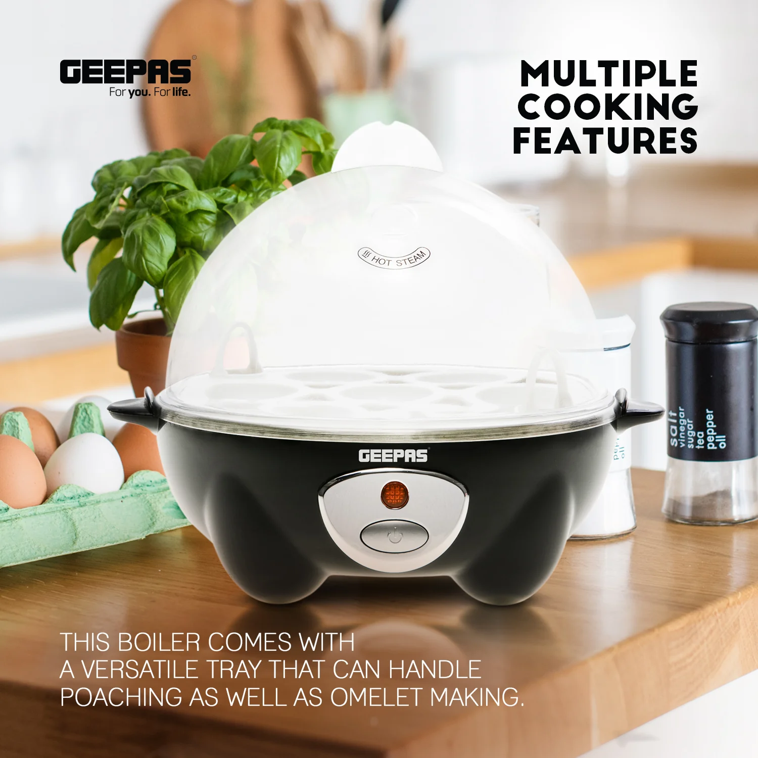 Geepas GEB63020UK Egg Boiler | 7 Egg Capacity Electric Egg Cooker with Automatic Shut-Off| Stainless Steel Heating Plate| Compact Design| Easy to Use & Quick Egg Cooking - Image 7
