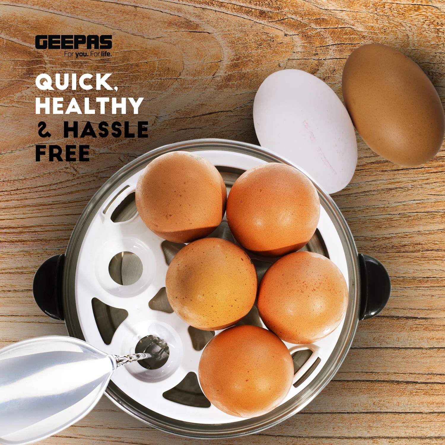 Geepas GEB63020UK Egg Boiler | 7 Egg Capacity Electric Egg Cooker with Automatic Shut-Off| Stainless Steel Heating Plate| Compact Design| Easy to Use & Quick Egg Cooking - Image 8