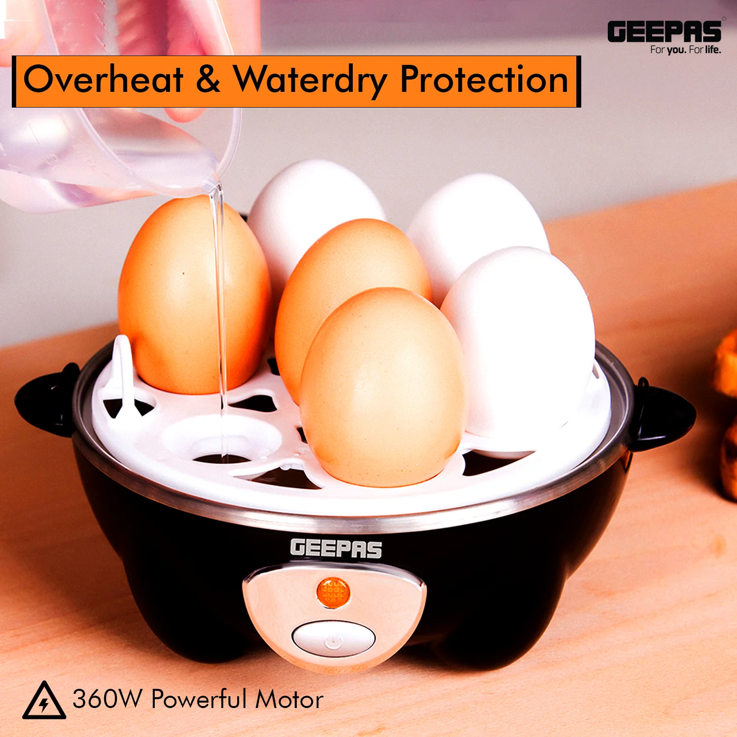 Geepas GEB63020UK Egg Boiler | 7 Egg Capacity Electric Egg Cooker with Automatic Shut-Off| Stainless Steel Heating Plate| Compact Design| Easy to Use & Quick Egg Cooking - Image 9