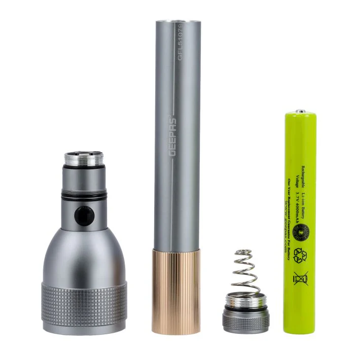 Rechargeable Waterproof LED Flashlight, 7W LED, GFL51079 | Aluminium Body | 4hrs Working | 3.7V 4000mAh Li-Ion Battery | Ideal for Trekking, Camping & More - Image 4