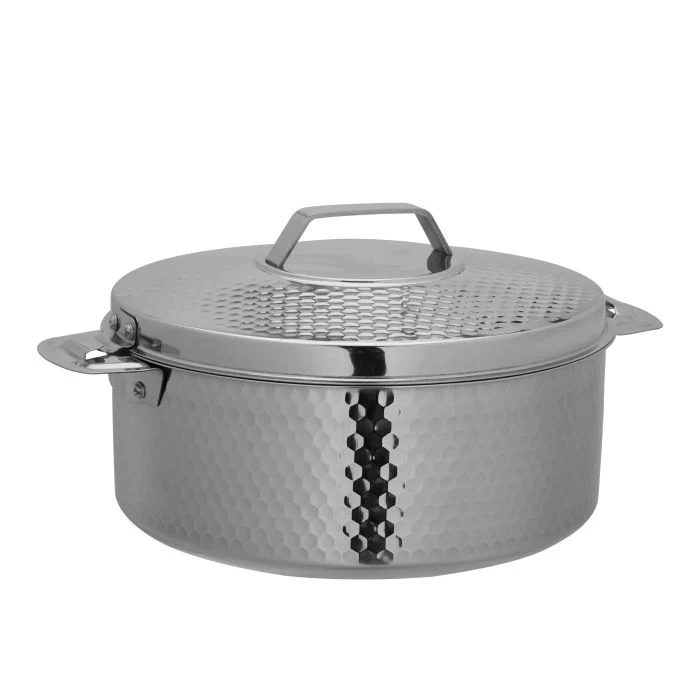 Reeva Hammered Double Wall Stainless Steel Hot Pot, RF10536 | Firm Twist Lock | Strong Handles | Steel Serving Pot, Chapati Storage Box, Roti Serving Pot, Chapati Dabba - Image 8