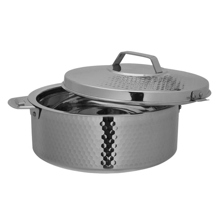 Reeva Hammered Double Wall Stainless Steel Hot Pot, RF10537 | Firm Twist Lock | Strong Handles | Steel Serving Pot, Steel Chapati Storage Box, Roti Serving Pot - Image 2