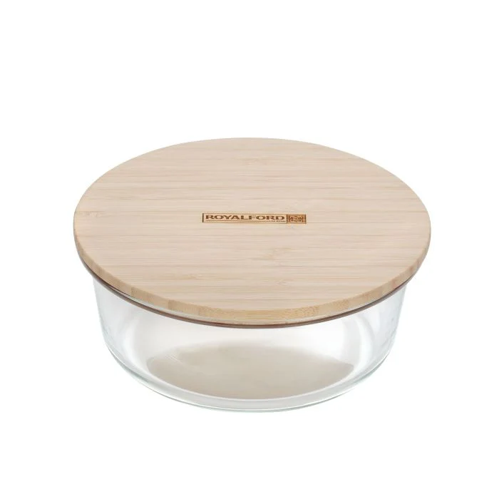 Round Glass Food Container with Bamboo Lid, RF10326 - Freezer & Dishwasher Safe, Air Tight Lid with Silicone Sealing Ring, Portable, Eco-Friendly - Image 4