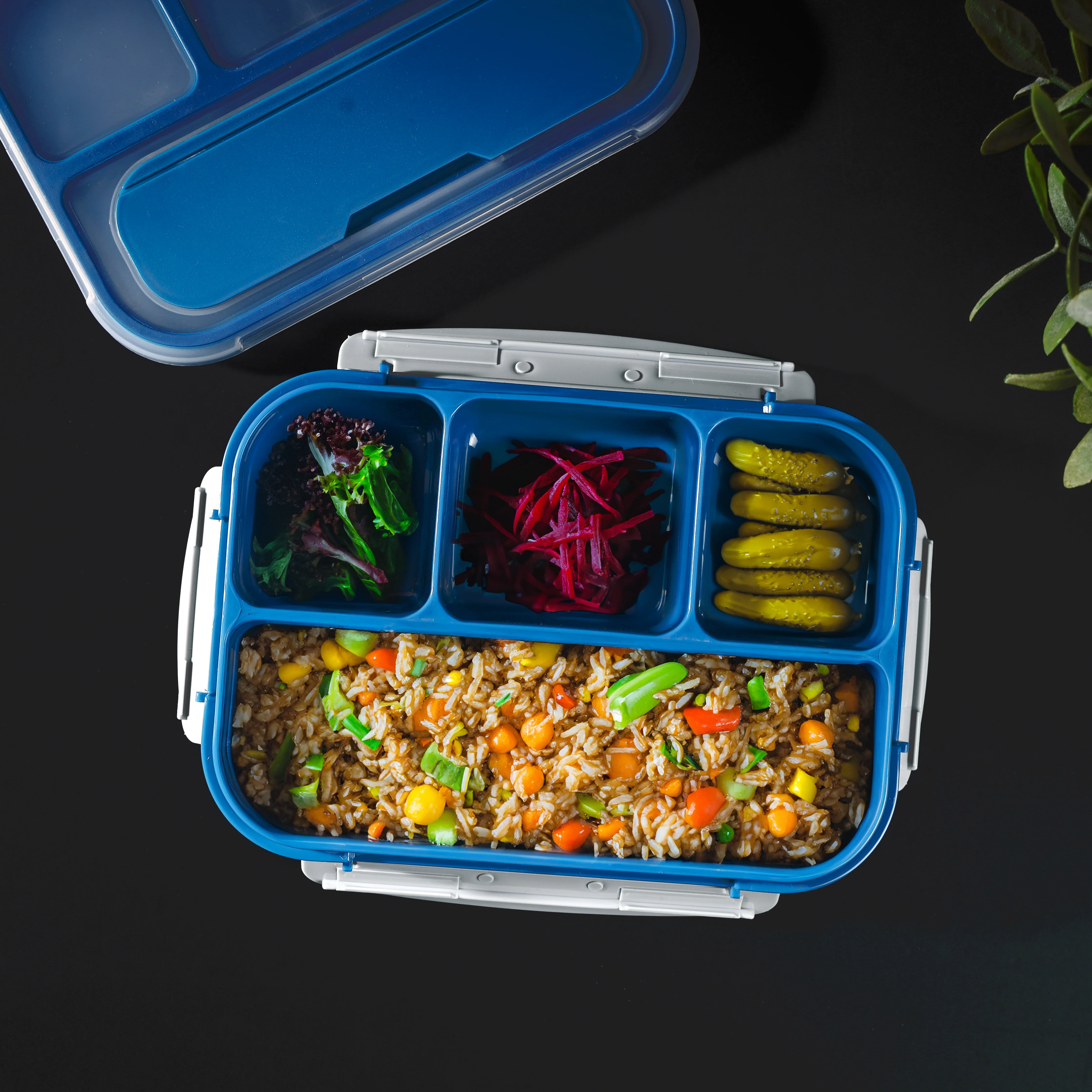 Royalford 1000 ml Lunch Box with Cutlery- RF12595/ Rectangle Tiffin with Transparent Lid, Spoon and 4 Compartments/ Plastic, for Kids and Adults for Schools and Offices - Image 3