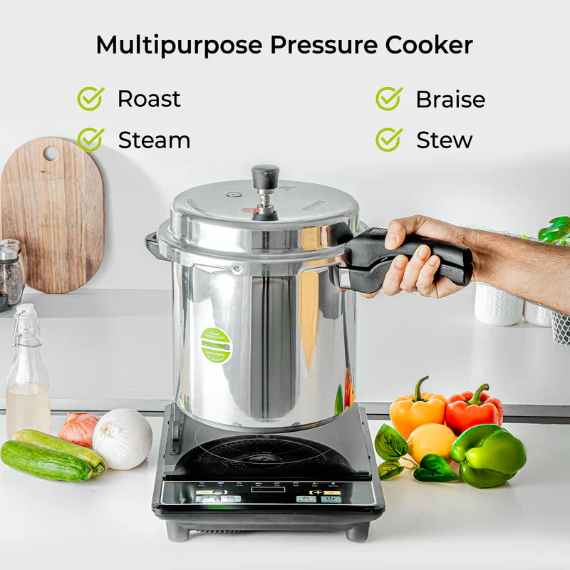 Royalford 12L Induction Pressure Cooker RF11645 | Strong Virgin Aluminium Body| Improved Pressure Regulator|  Multi-Safety System| Free Gasket & 2-Year Warranty - Image 4