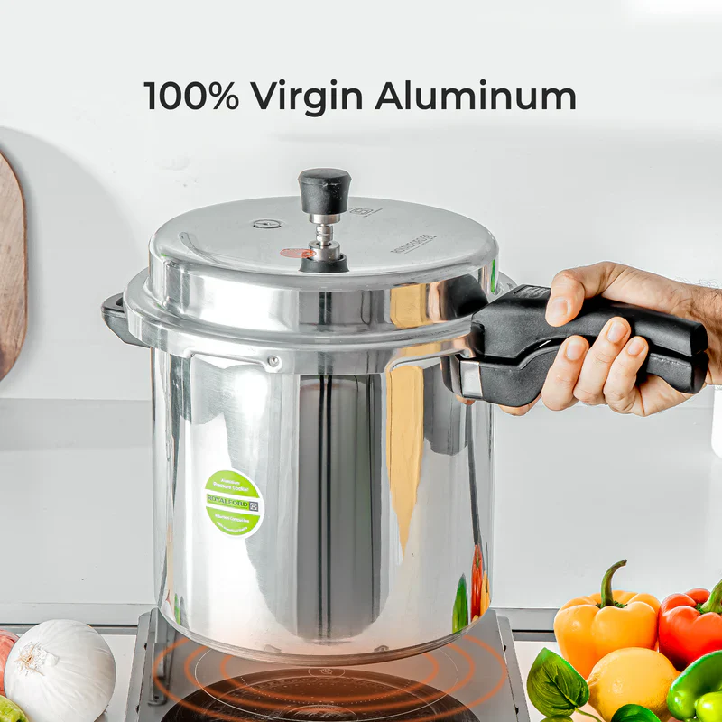 Royalford 12L Induction Pressure Cooker RF11645 | Strong Virgin Aluminium Body| Improved Pressure Regulator|  Multi-Safety System| Free Gasket & 2-Year Warranty - Image 6