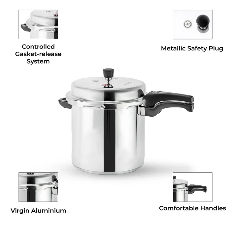 Royalford 12L Induction Pressure Cooker RF11645 | Strong Virgin Aluminium Body| Improved Pressure Regulator|  Multi-Safety System| Free Gasket & 2-Year Warranty - Image 8
