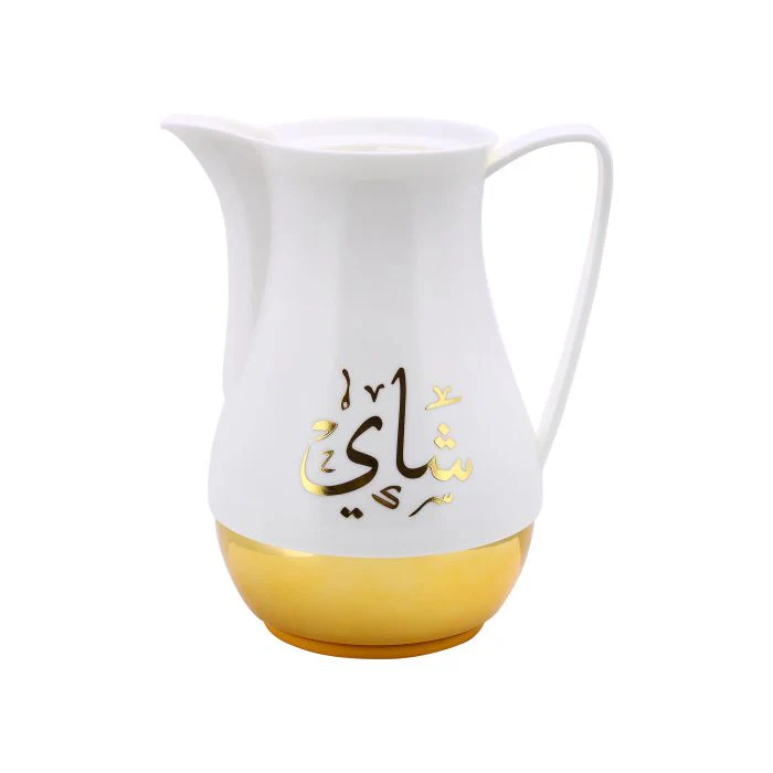 Royalford 1L 2 Pieces Vacuum Flask -Double Wall Large Drink Jug with Comfortable Handles & Lid | Juice Jug Water Pitcher Juice Cold Tea Milk Bottle Pot Container for Restaurants Home (White & Gold) - Image 4