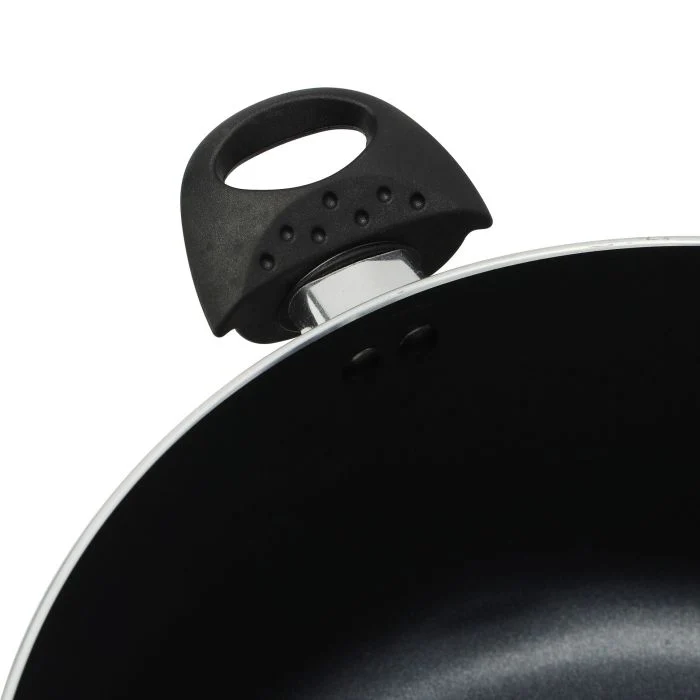 Royalford 22 CM Aluminum Casserole- RF11196| Non-Stick Aluminium Cookware| Dot Induction Base| Compatible with Hot Plate, Halogen, Gas and Induction Cooktops| 3mm Thickness and Strong Bakelite Handles and Knob| Tempered Glass Lid| Black| One-Piece - Image 6