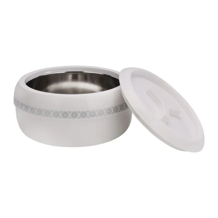 Royalford 2225 ML Zoria Insulated Casserole- RF11030| PP Body with Stainless Steel Inner Casting| BPA-Free| Easy to Carry| Firm Twist Lock| Casserole with Lid| Elegant and Unique Design| Super PU Insulation| White and Silver - Image 3