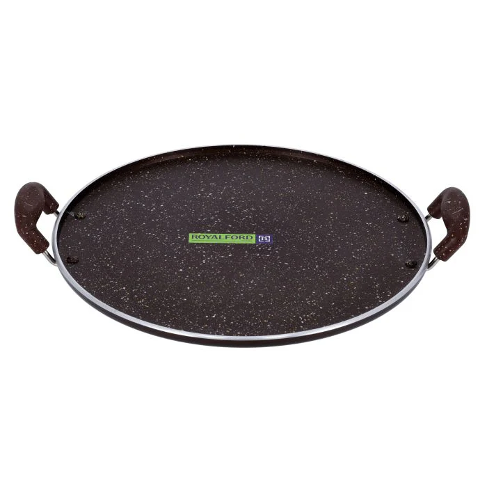 Royalford 35CM Multi-Purpose Round Tawa RF8378 | 5-Layer Granite Non-Stick Coating| 4.5MM Heavy Aluminium Body| Heat-Resistant Handles|  Multi-Cooktop Compatible - Image 3