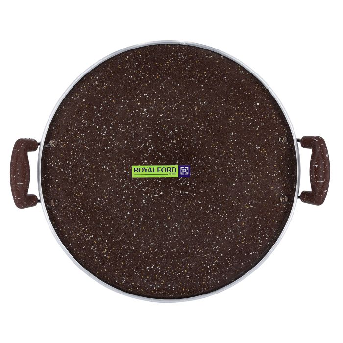 Royalford 35CM Multi-Purpose Round Tawa RF8378 | 5-Layer Granite Non-Stick Coating| 4.5MM Heavy Aluminium Body| Heat-Resistant Handles|  Multi-Cooktop Compatible - Image 4