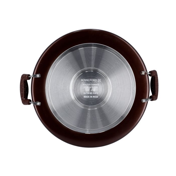Royalford 35CM Multi-Purpose Round Tawa RF8378 | 5-Layer Granite Non-Stick Coating| 4.5MM Heavy Aluminium Body| Heat-Resistant Handles|  Multi-Cooktop Compatible - Image 5