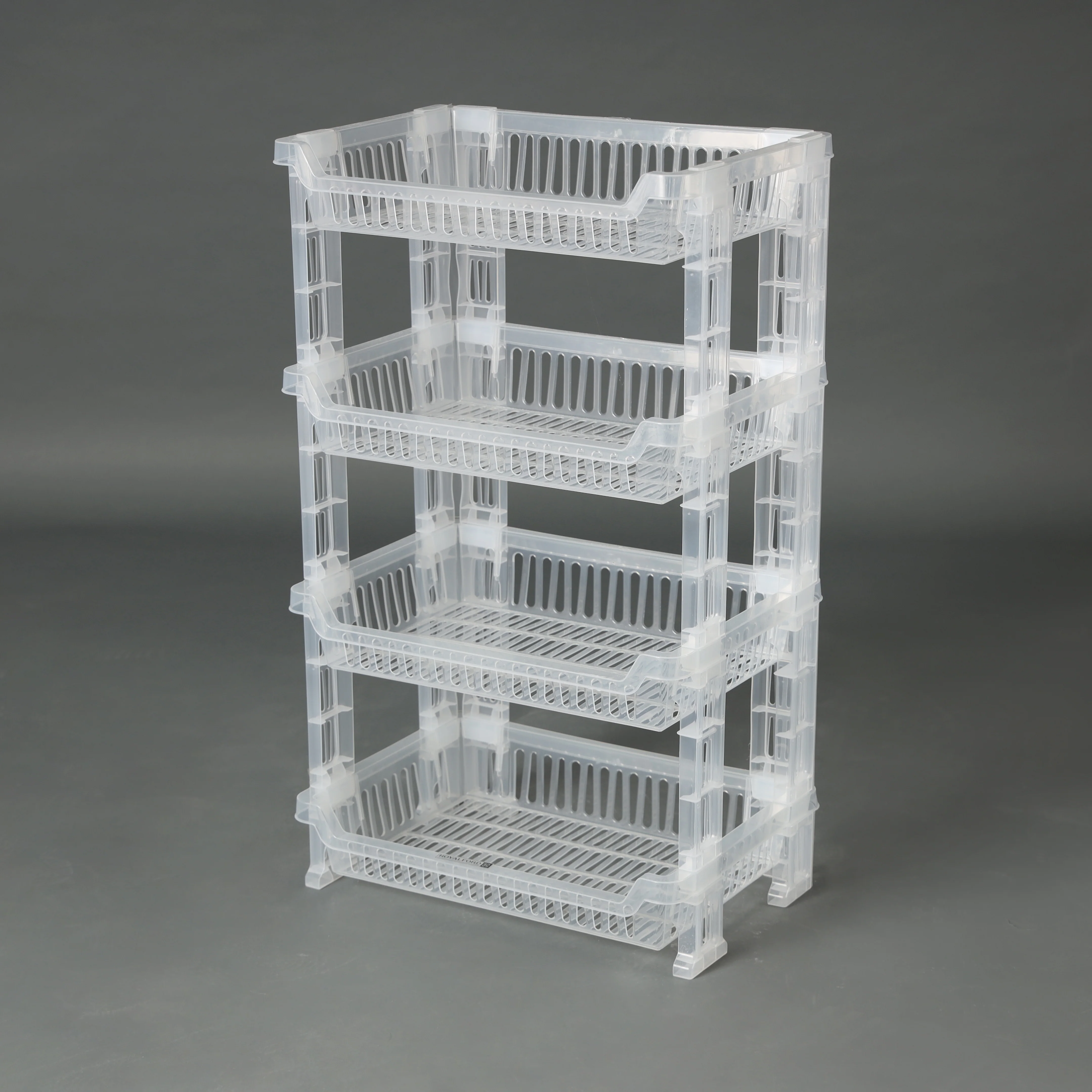 Royalford 4-Layer Vegetable Rack RF10879 | Transparent Premium Plastic Storage Stand | Space-Saving Design | Easy Assembly |  Efficient 4-Tier Kitchen Organizer - Image 3