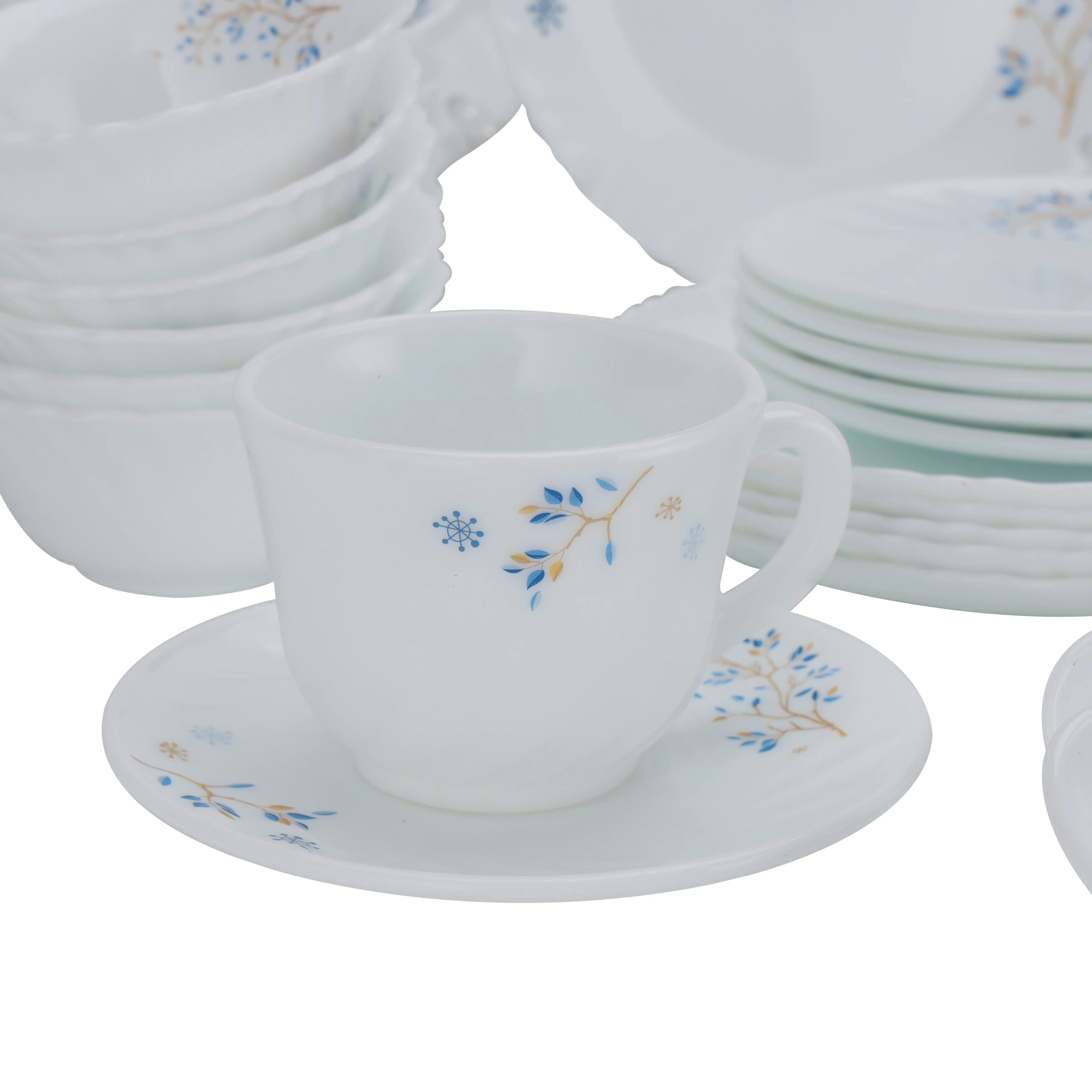 Royalford 50-Piece Opalware Dinner Set RF10202 | Assorted Design Tableware | Premium Break-Resistant Opal Glass | Lightweight & Heat-Resistant Build | Dishwasher Safe - Image 5