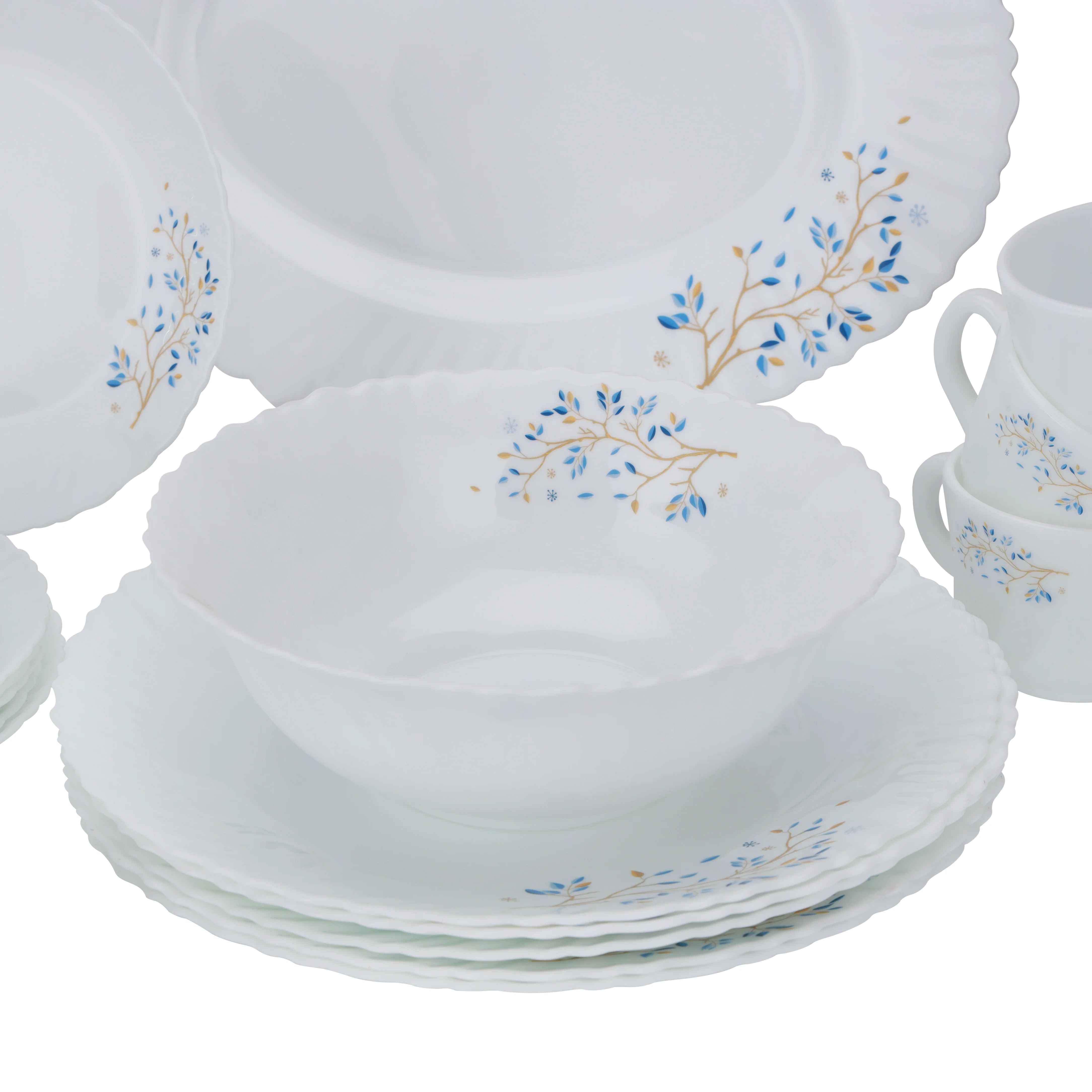 Royalford 50-Piece Opalware Dinner Set RF10202 | Assorted Design Tableware | Premium Break-Resistant Opal Glass | Lightweight & Heat-Resistant Build | Dishwasher Safe - Image 6