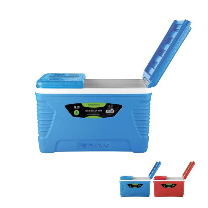 Royalford 62.0 L Insulated Ice Cooler Box- RF11264| Three Layer Thermal Insulation to Keep your Things Cool| HDPE Shell, PU Form and Food-Grade PP Wall| Perfect for Camping, Barbecues, Picnics| Suitable for Indoor and Outdoor Use| Blue - Image 3