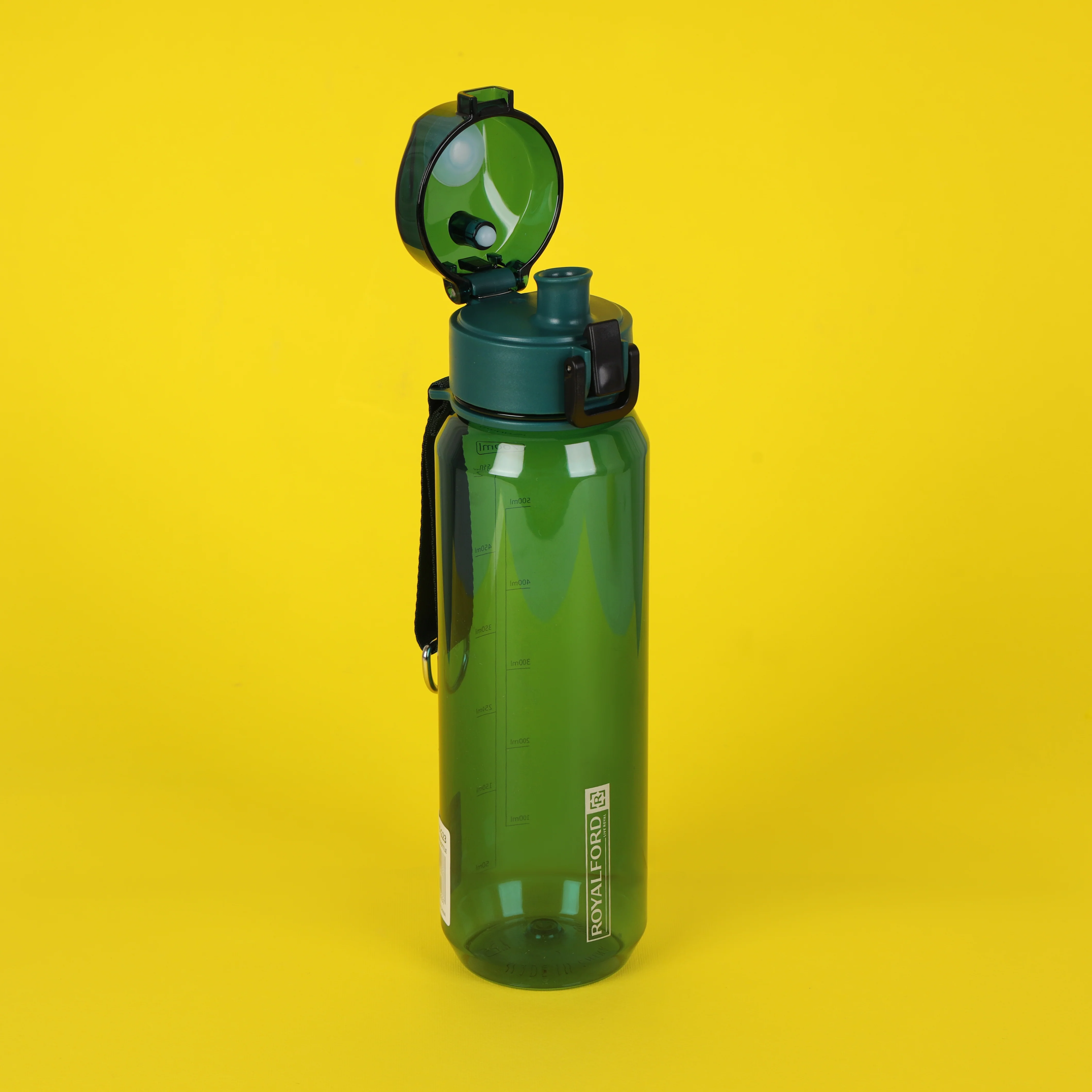 Royalford 900 ml Water Bottle- RF12353/ Plastic Bottles with Push Button Lid, Strap / Perfect for School, Office and Gym/ Leak-Proof and Eco-Friendly, Food-Grade and Elegant Design/ Blue - Image 3