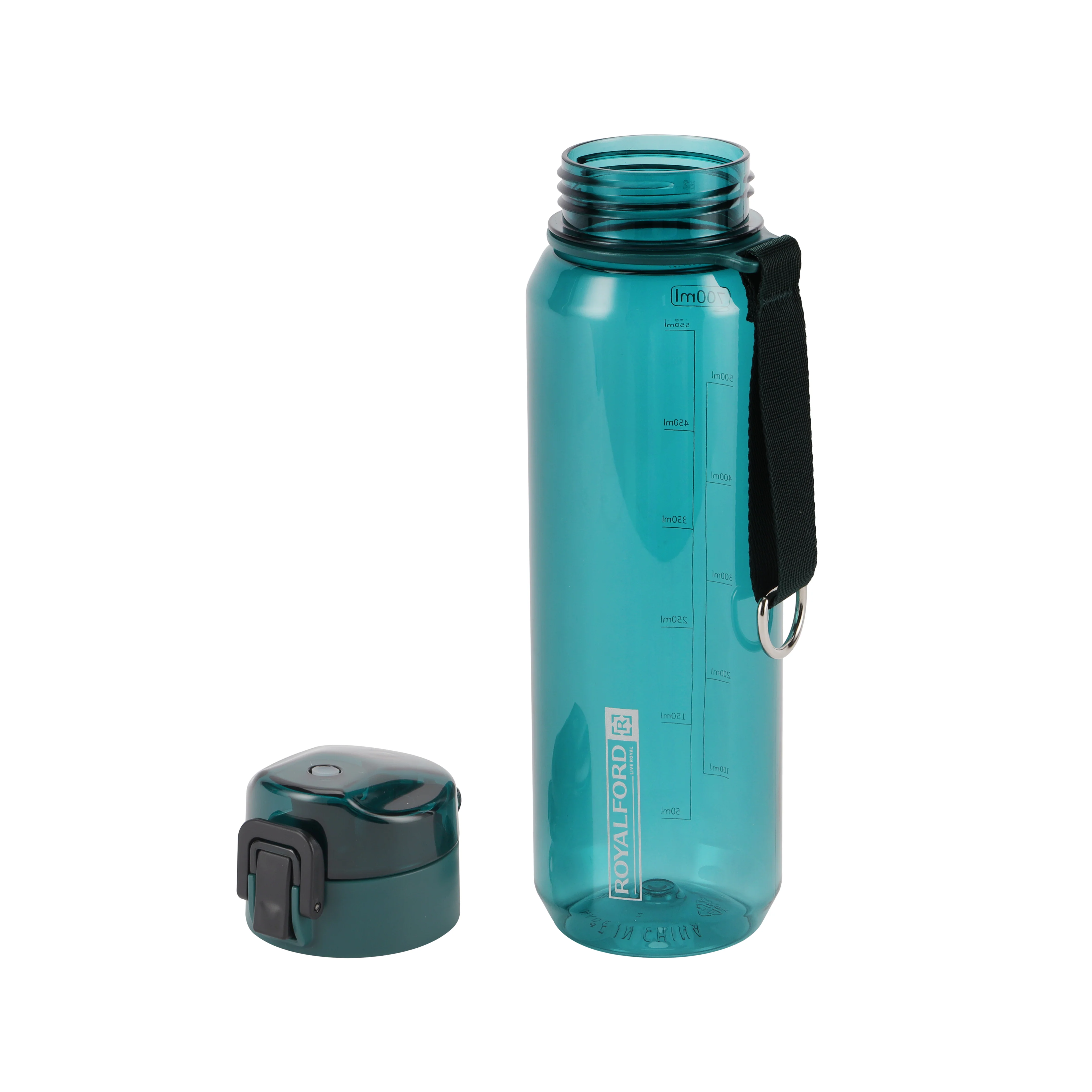 Royalford 900 ml Water Bottle- RF12353/ Plastic Bottles with Push Button Lid, Strap / Perfect for School, Office and Gym/ Leak-Proof and Eco-Friendly, Food-Grade and Elegant Design/ Blue - Image 4