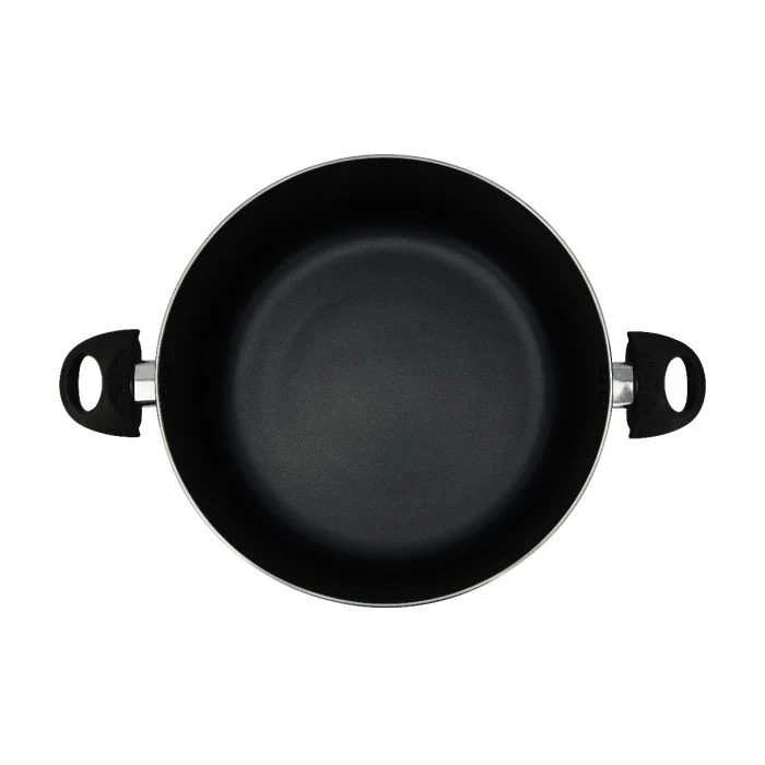 Royalford Aluminum Casserole- RF11195| Non-Stick Aluminum Cookware| Dot Induction Base| Compatible with Hot Plate, Halogen, Gas and Induction Cooktops| 20cm| 3mm Thickness and Strong Bakelite Handles and Knob| Tempered Glass Lid| Black| One-Piece - Image 10