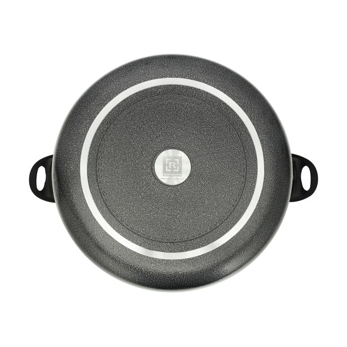 Royalford Aluminum Casserole- RF11195| Non-Stick Aluminum Cookware| Dot Induction Base| Compatible with Hot Plate, Halogen, Gas and Induction Cooktops| 20cm| 3mm Thickness and Strong Bakelite Handles and Knob| Tempered Glass Lid| Black| One-Piece - Image 7
