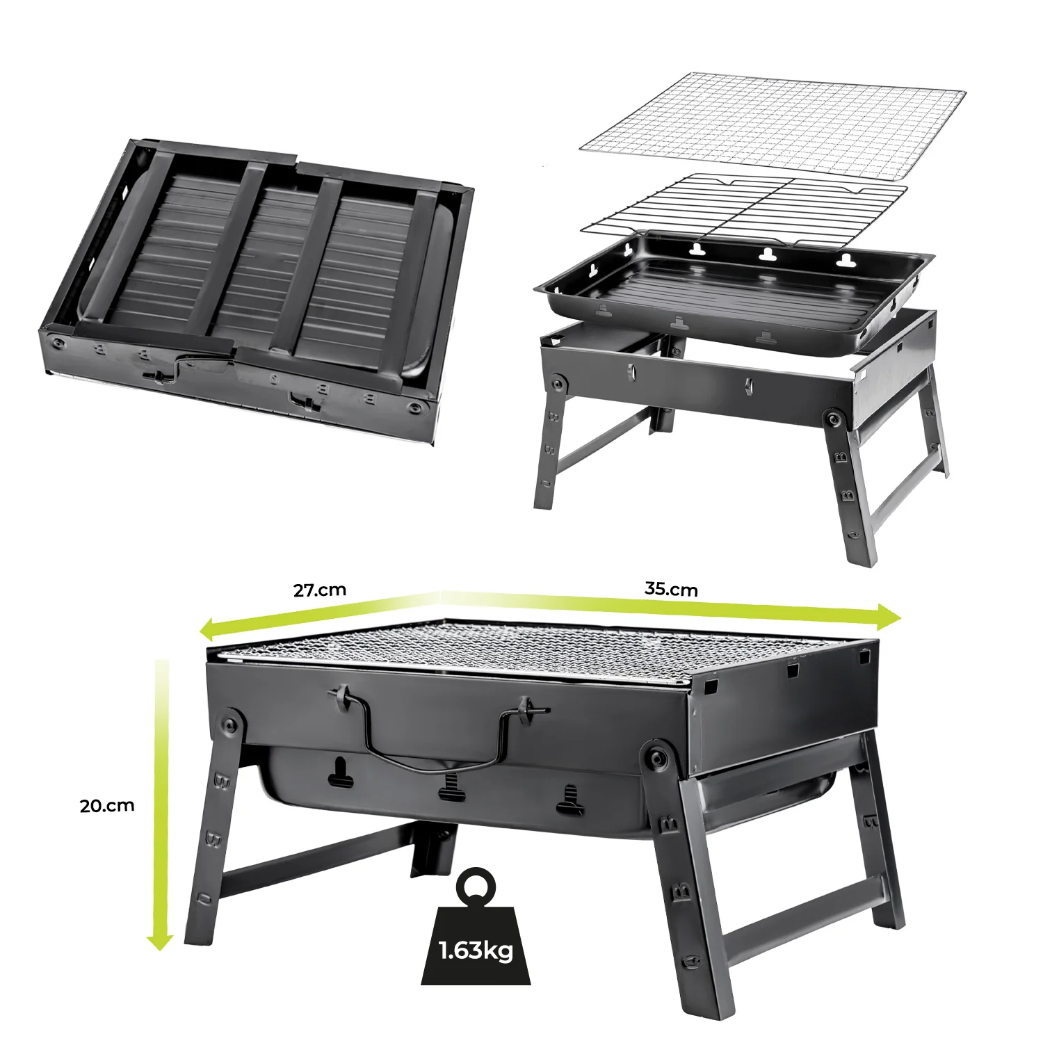 Royalford Portable BBQ Stand RF10358 | Folding Iron Grill 35×27×20cm | Compact Carry-Case Design| Durable Heat-Resistant Build| Easy to Transport for Camping & Picnics - Image 5
