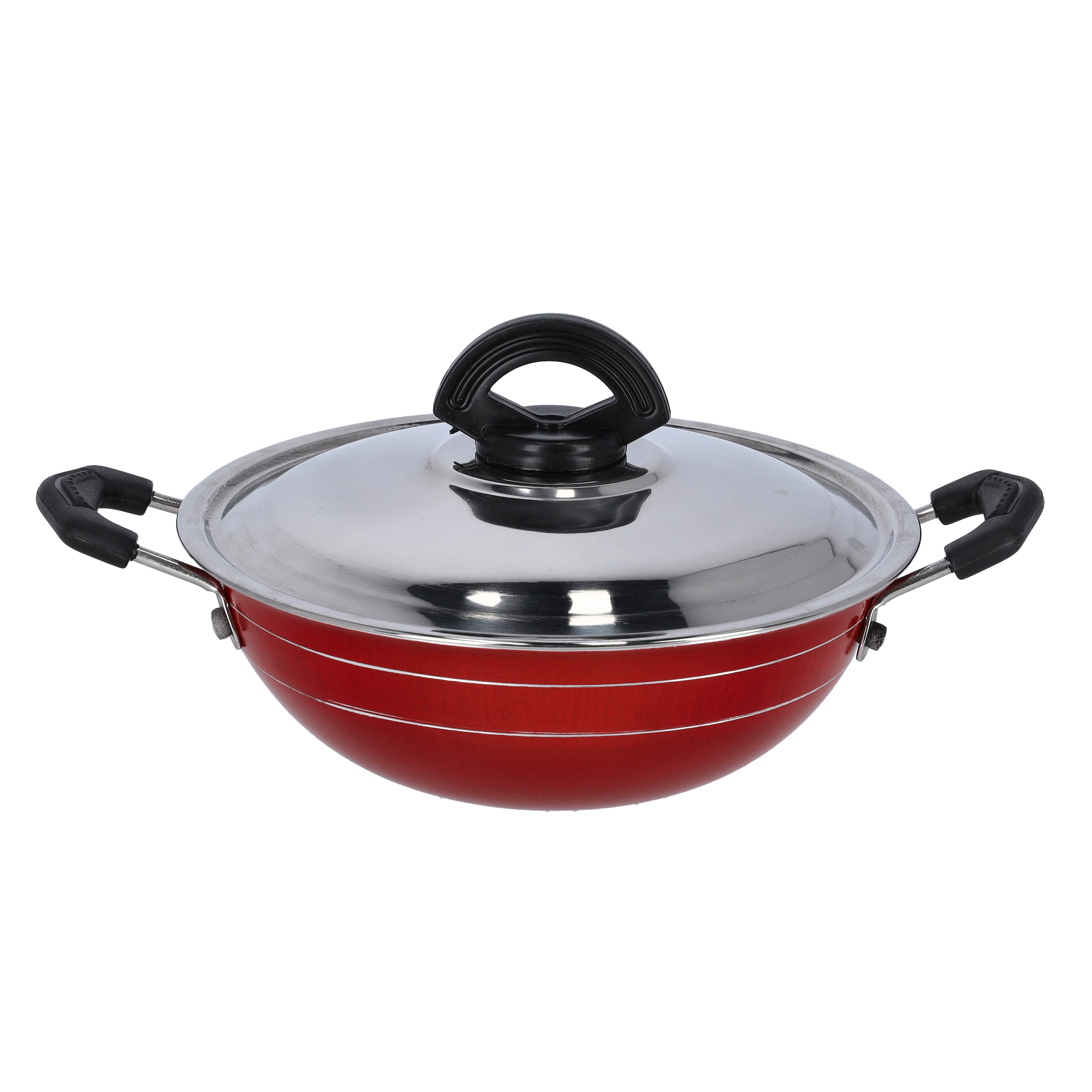 Royalford RF10005 26cm Non-Stick Mini Kadai | Stainless Steel Lid | DuPont Coated Aluminium Body | 2.6mm Thick | Cool-touch handles with knob | PFOA Free Cookware
