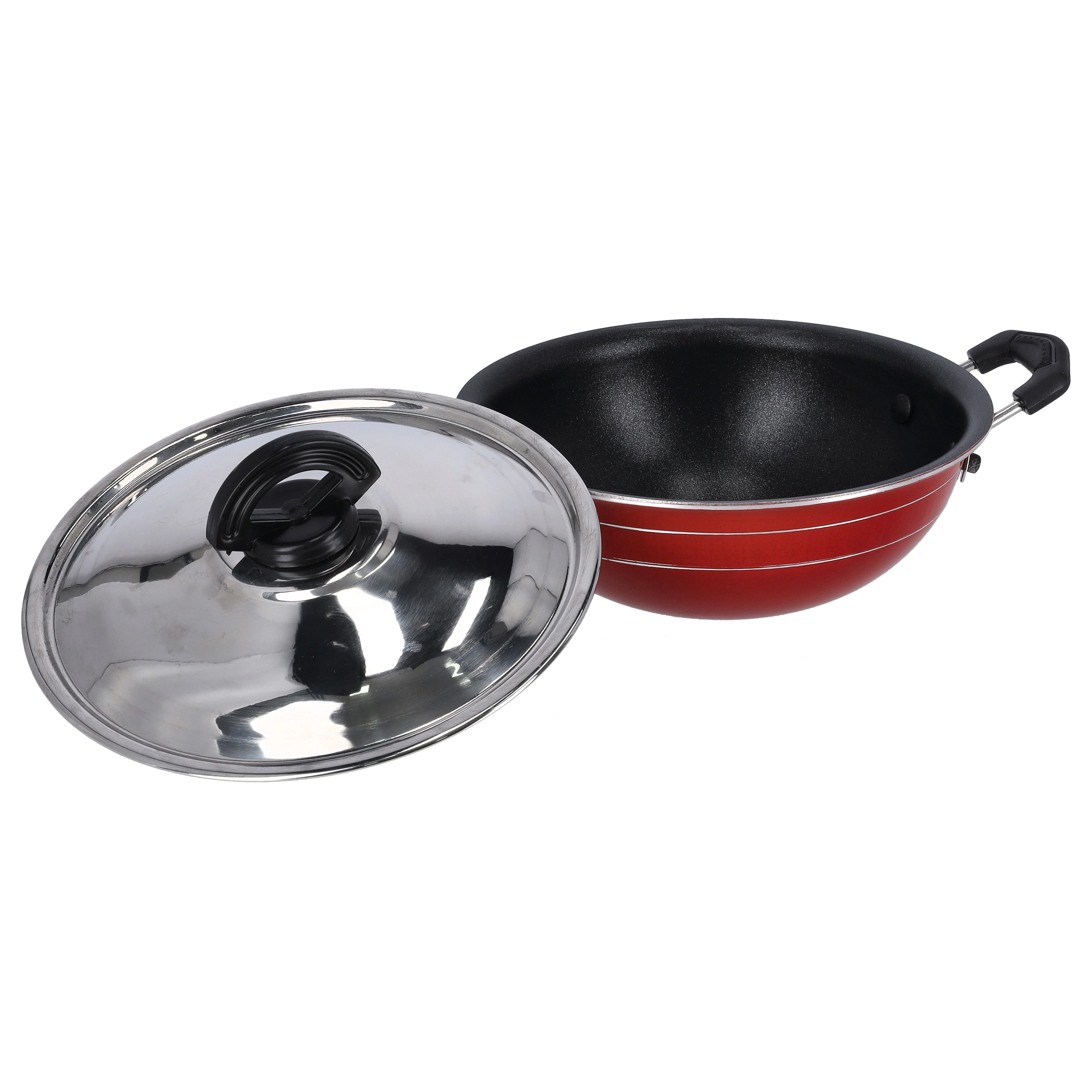 Royalford RF10005 26cm Non-Stick Mini Kadai | Stainless Steel Lid | DuPont Coated Aluminium Body | 2.6mm Thick | Cool-touch handles with knob | PFOA Free Cookware - Image 2