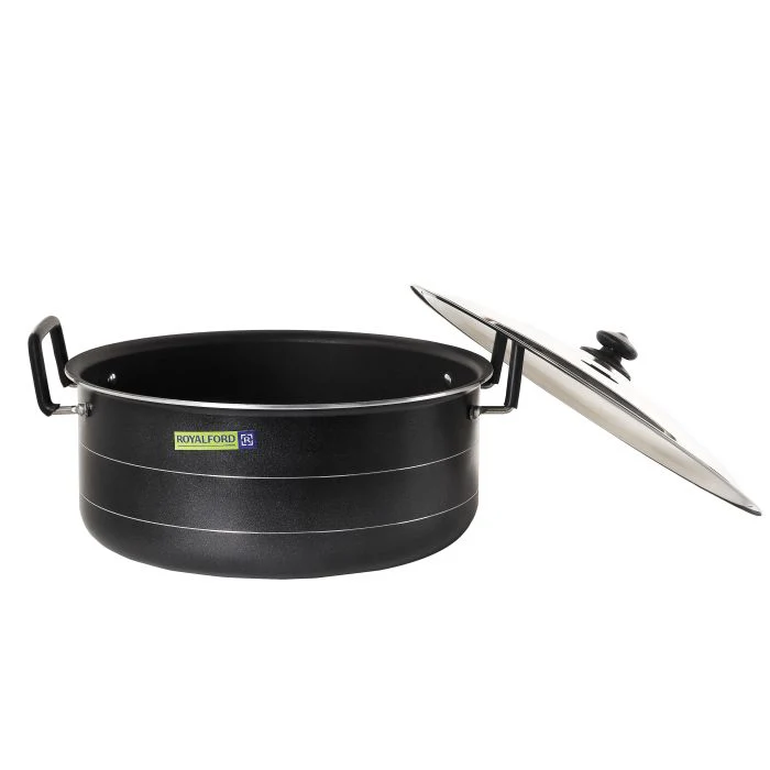 Royalford RF10009 41cm Non Stick Biryani Pot | Stainless Steel Lid | DuPont Coated Aluminium Cooking Pot | Spiral Bottom for Gas, Halogen, Hot Plate & Ceramic Cooktops - Image 2