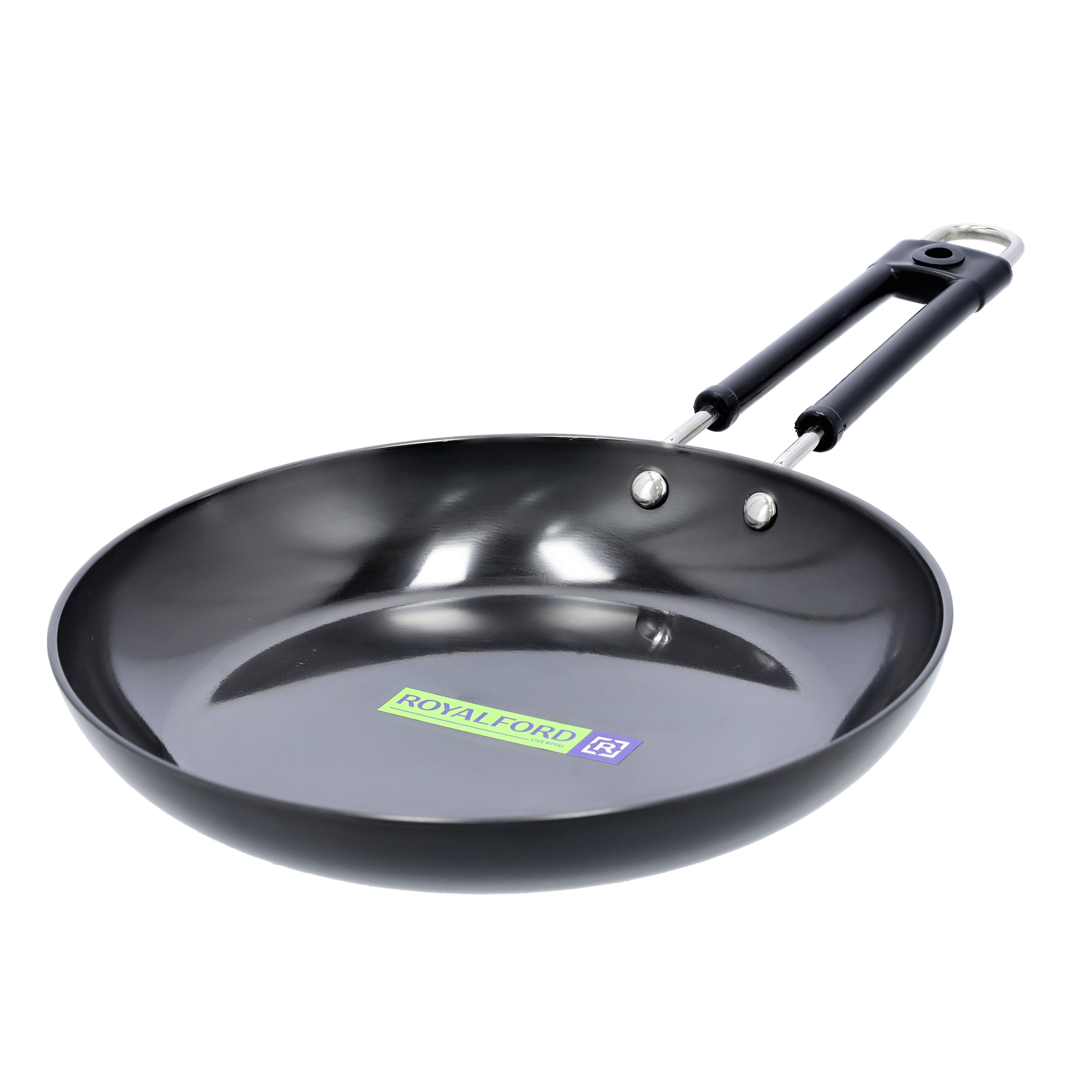 Royalford RF10012 Hard Anodized Frypan 28cm |Heavy Gauge Virgin Aluminium Cookware |  3 Layer Durable Construction |3mm Thickness | Even Heat Distribution| Easy to Clean - Image 4