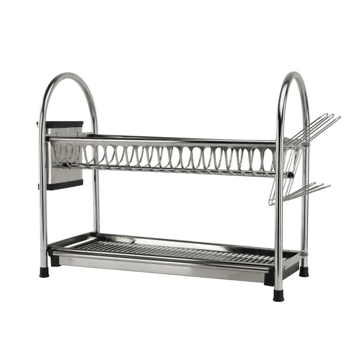Royalford RF10065 2 Layer Stainless Steel Dish Rack with Drain Board | Heavy-Duty Double Tier Dish Drying Rack Holds 20 Plates | Sturdy Kitchen Organizer| Rust Resistant - Image 3