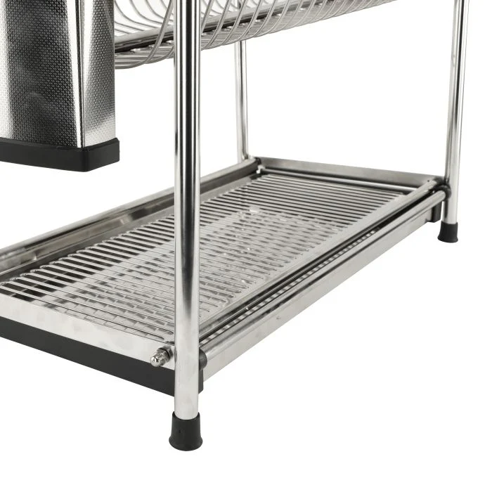 Royalford RF10065 2 Layer Stainless Steel Dish Rack with Drain Board | Heavy-Duty Double Tier Dish Drying Rack Holds 20 Plates | Sturdy Kitchen Organizer| Rust Resistant - Image 4