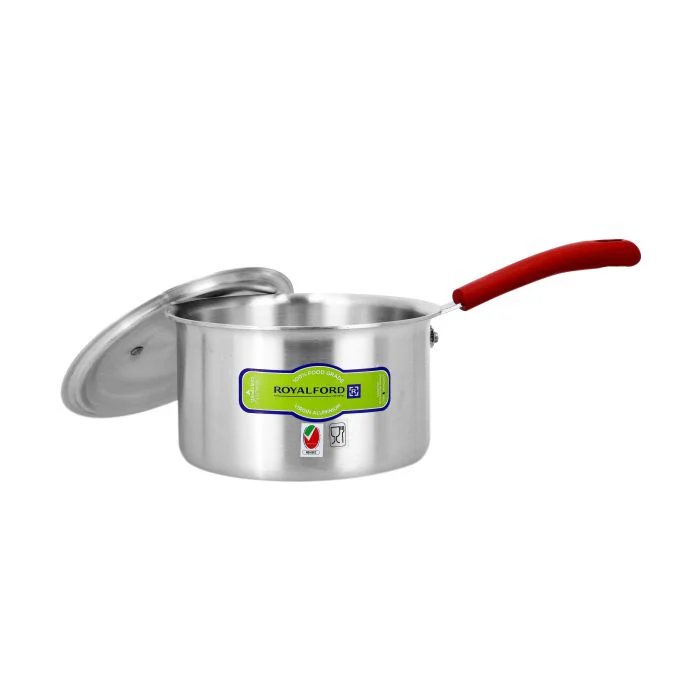 Royalford RF10098 Aluminium Saucepan with Bakelite Handle 20cm | Lightweight Durable Cooking Pan | Even Heat Distribution | Sturdy Aluminium Lid and Heat Resistant Grip - Image 2