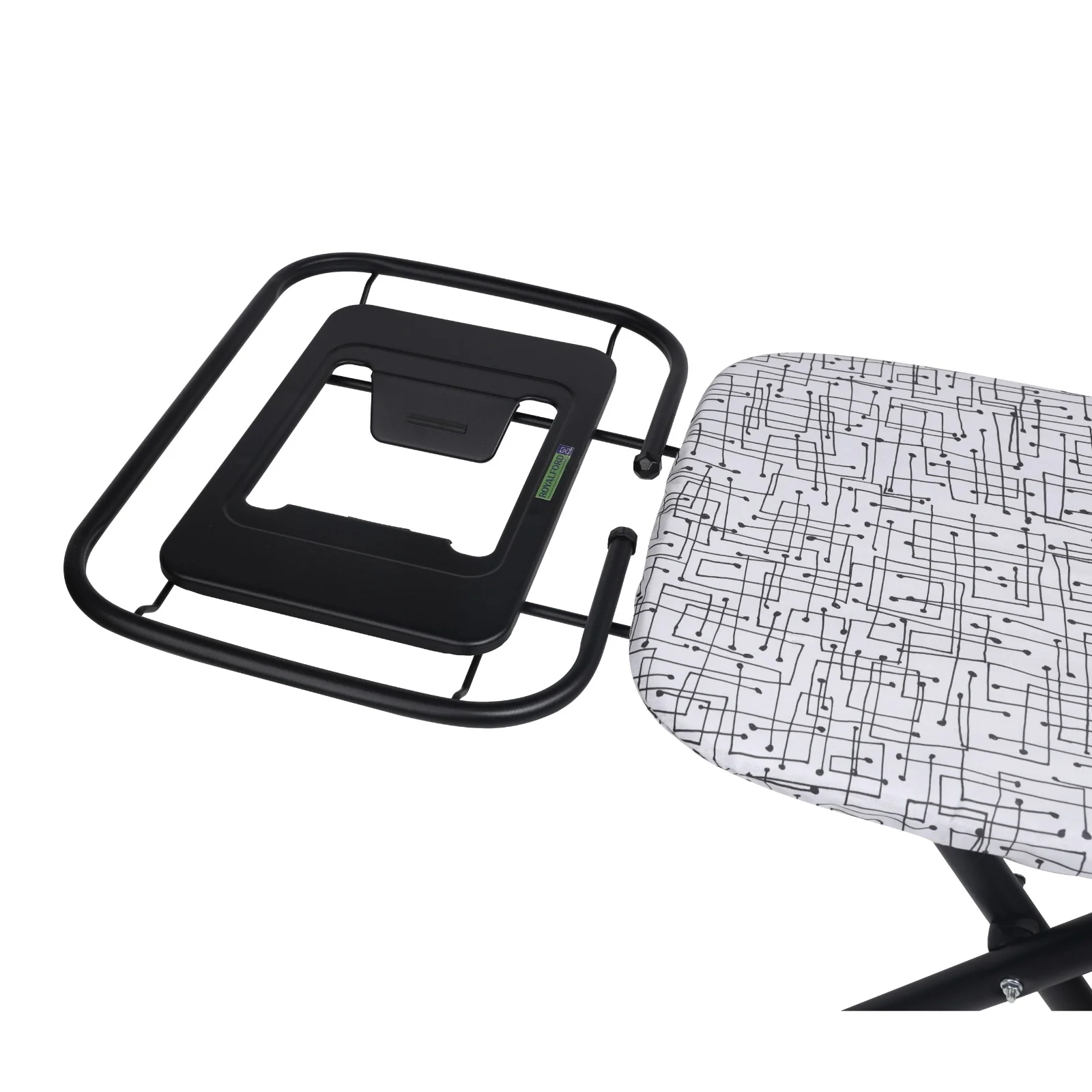 Royalford RF10122 Spring Ironing Board | Foldable Iron Board | 100% Cotton Cover | Foam Padding | Stable Metal Frame | Iron Rest & Space Saving Design |Modern Pattern - Image 5