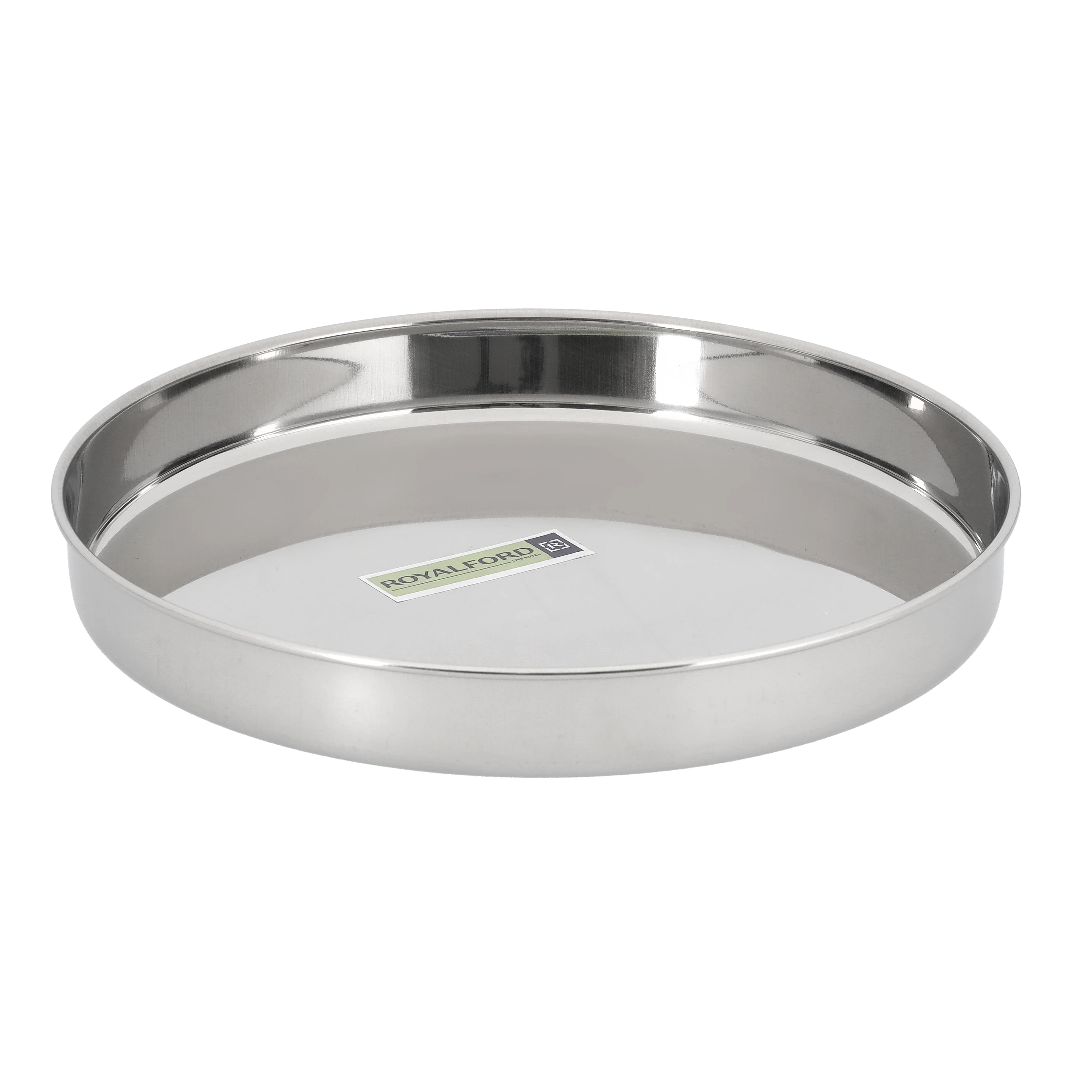 Royalford RF10159 Khumcha Plate | 26cm Stainless Steel Serving Plate| Heavy Duty Dinner Plate | Polished Finish| Rust Resistant Food Grade Steel for Home & Catering Use
