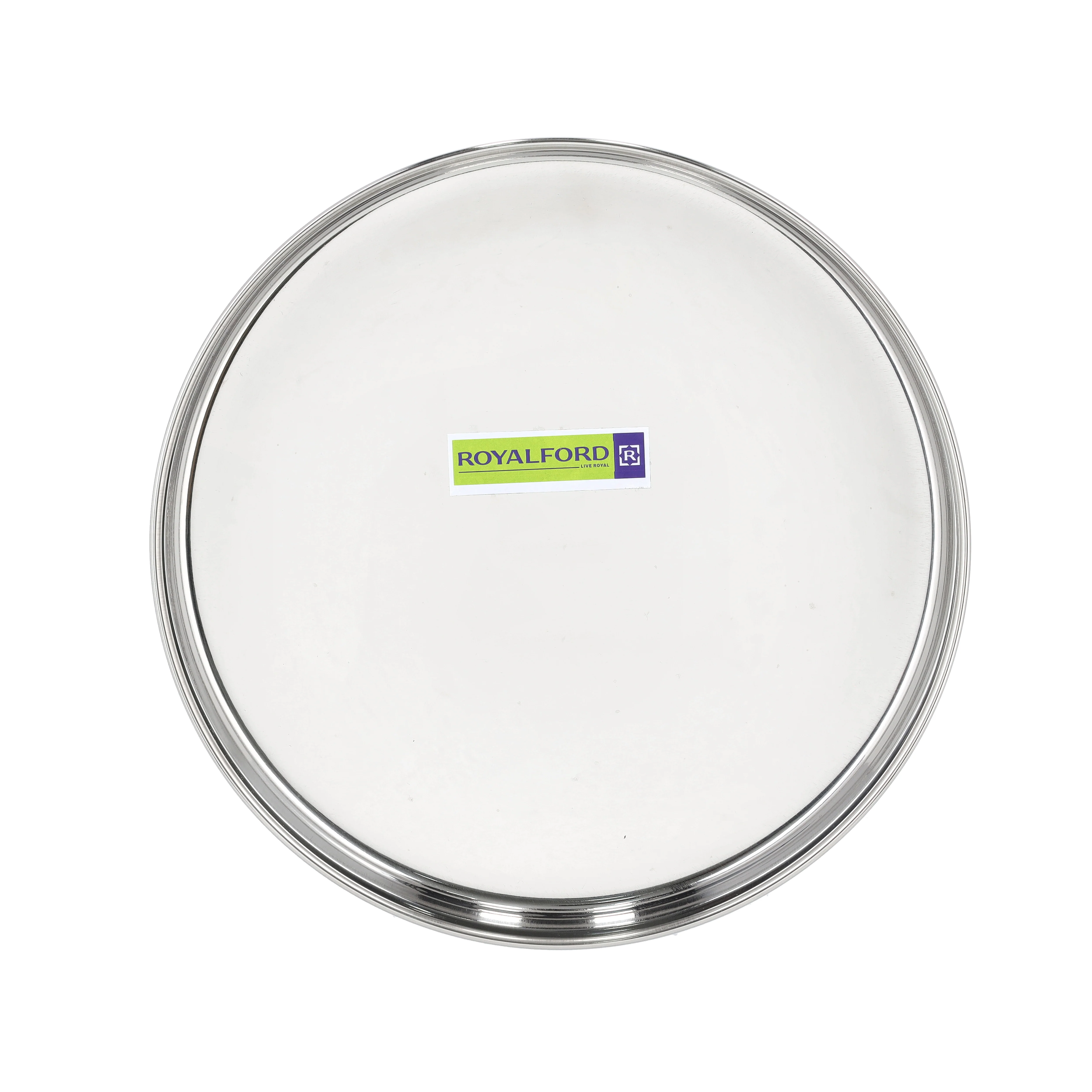 Royalford RF10159 Khumcha Plate | 26cm Stainless Steel Serving Plate| Heavy Duty Dinner Plate | Polished Finish| Rust Resistant Food Grade Steel for Home & Catering Use - Image 2