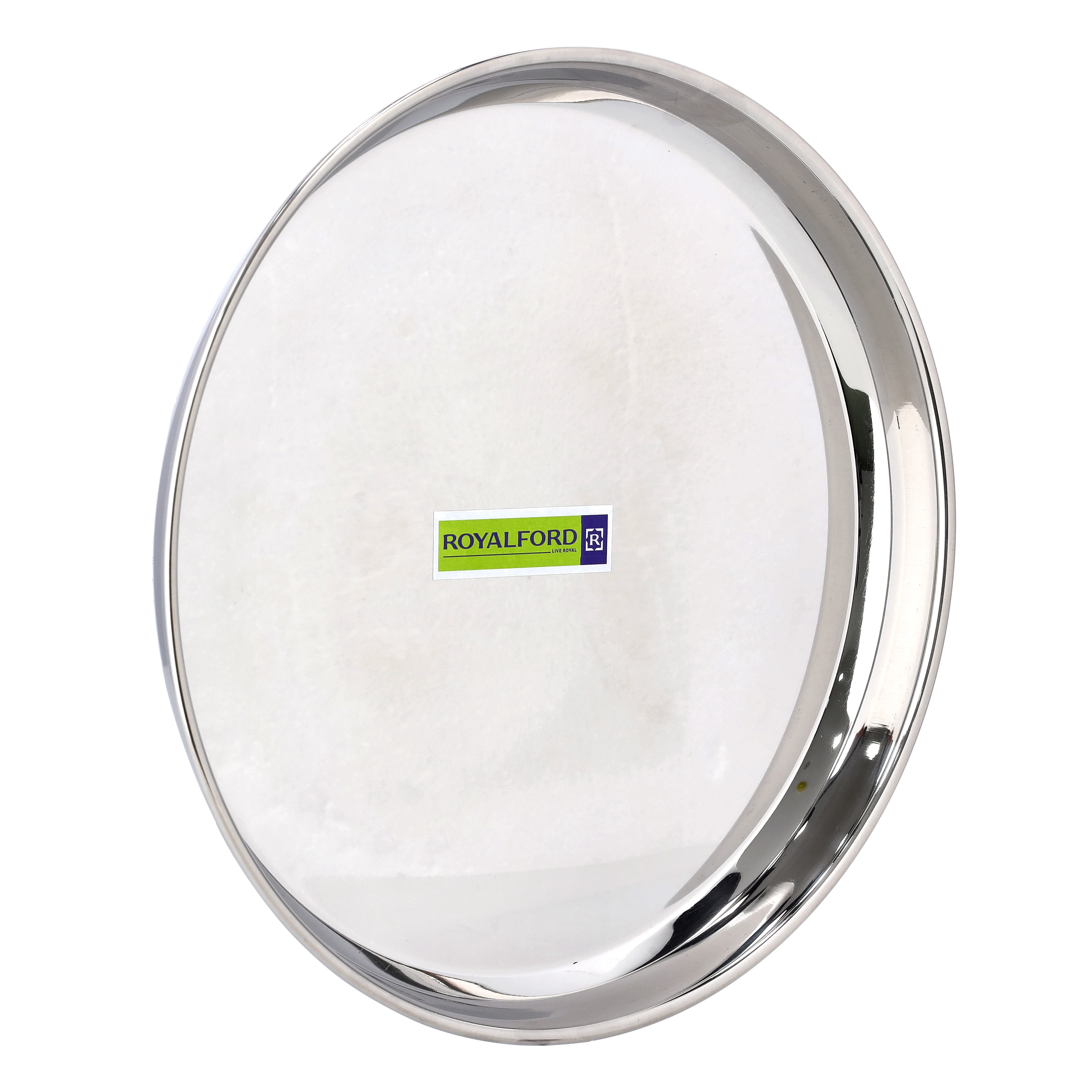 Royalford RF10161 Stainless Steel Bidding Thali 26.5cm | Heavy-Duty Rust-Resistant Dinner Plate | Mirror Finish |  Food-Grade Serving Plate for Home & Catering Use - Image 5