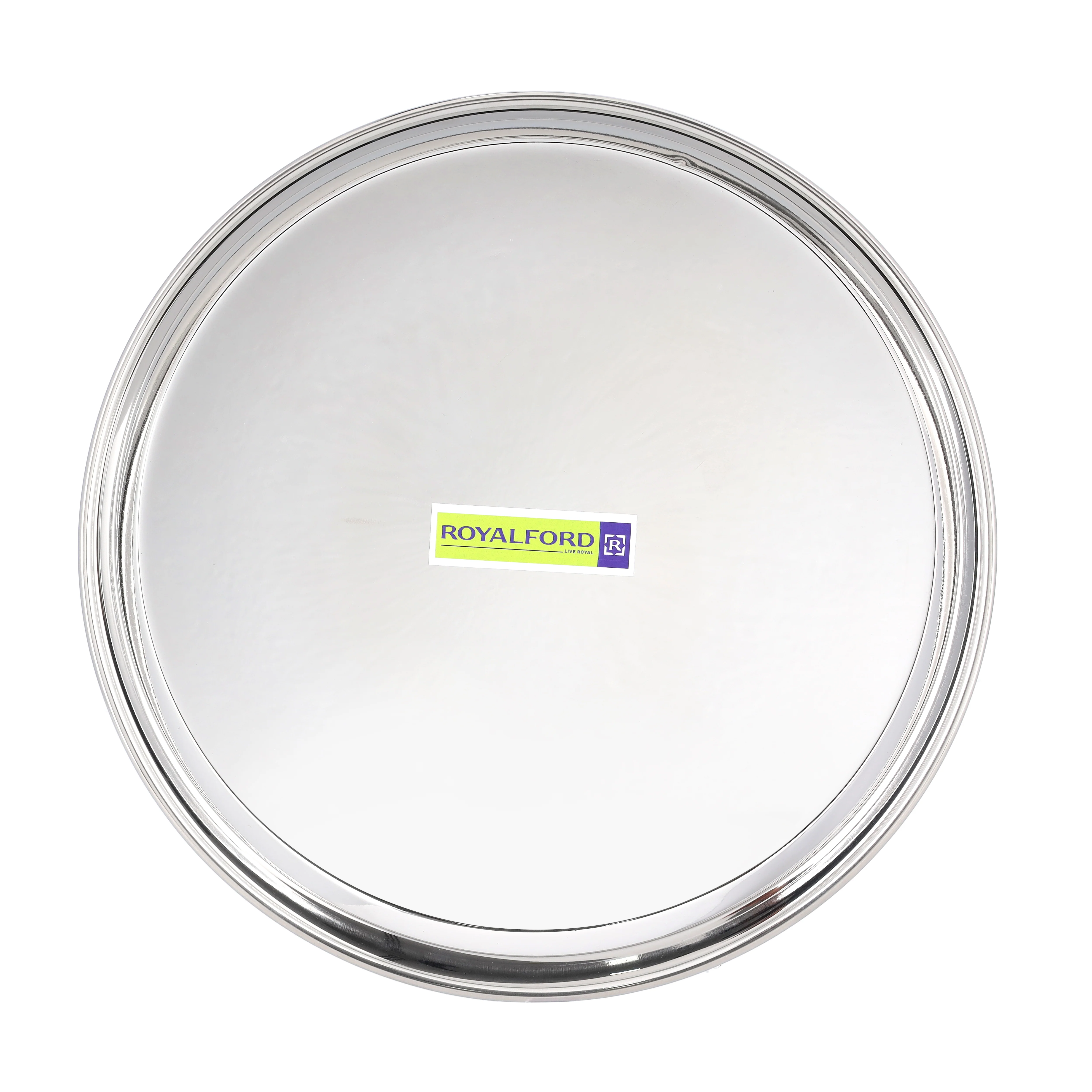 Royalford RF10162 Stainless Steel Bidding Thali |Heavy Duty Serving Plate| 29cm Mirror Finish Food Grade Rust Resistant Durable Round Dinner Plate for Home & Catering Use - Image 3