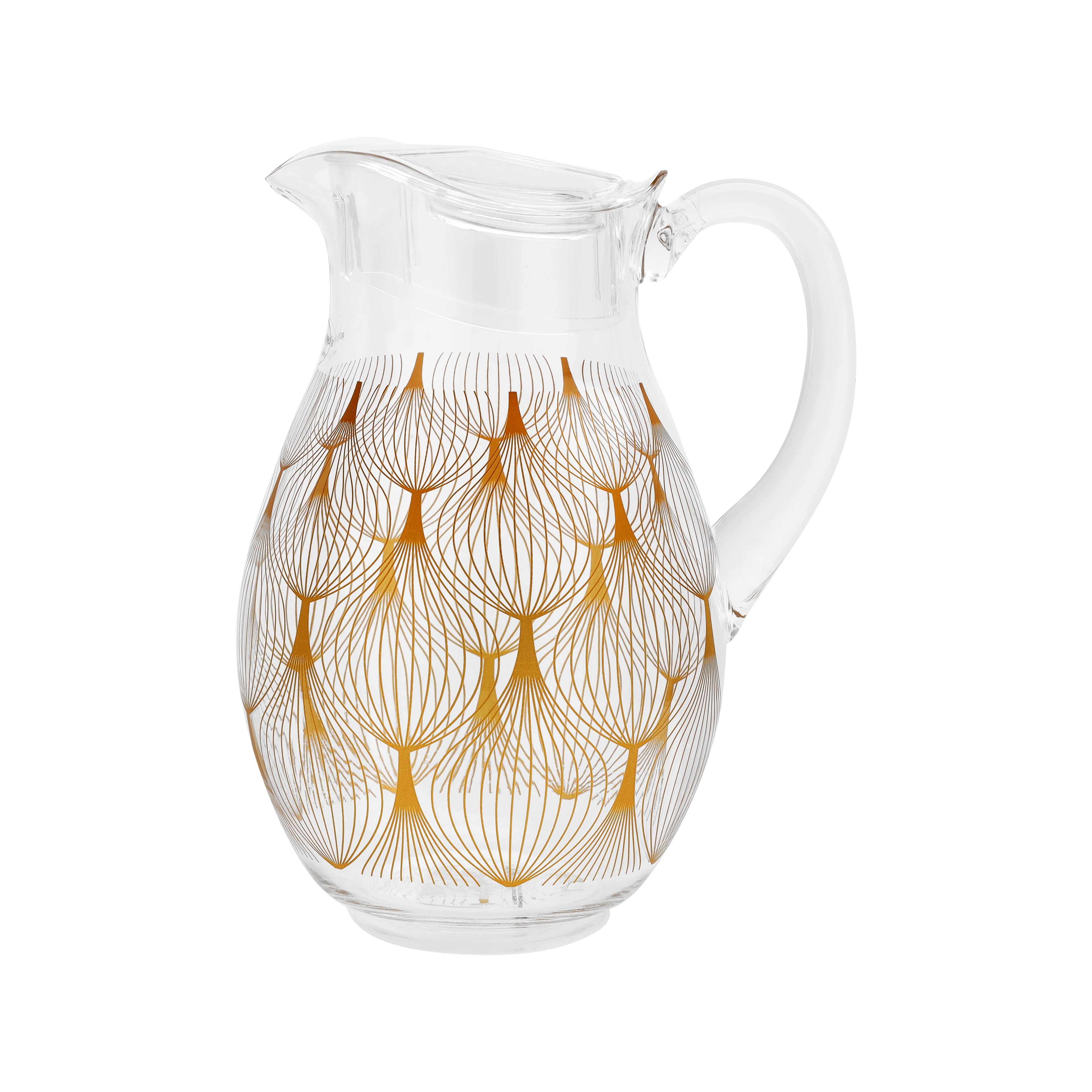 Royalford RF10164 Alyssa Acrylic Water Jug | 2.10L BPA-Free with Golden Design | Ergonomic Handle| Freezer Safe| Top-Rack Dishwasher Safe| Durable & Stylish Water Server