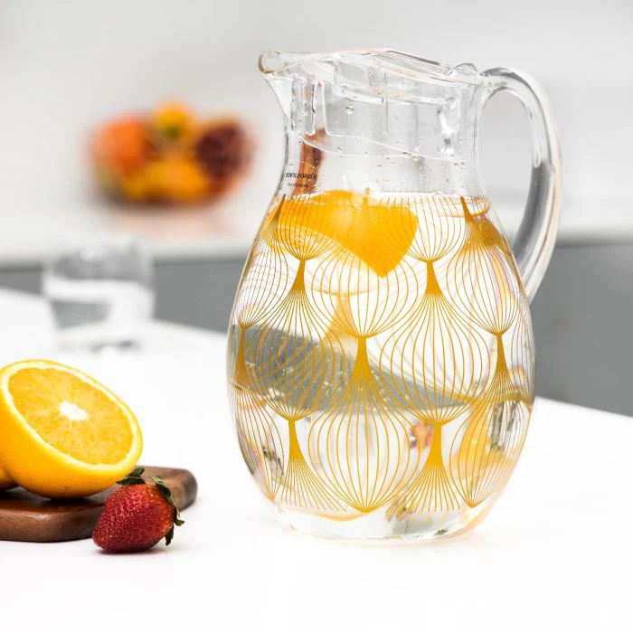 Royalford RF10164 Alyssa Acrylic Water Jug | 2.10L BPA-Free with Golden Design | Ergonomic Handle| Freezer Safe| Top-Rack Dishwasher Safe| Durable & Stylish Water Server - Image 2